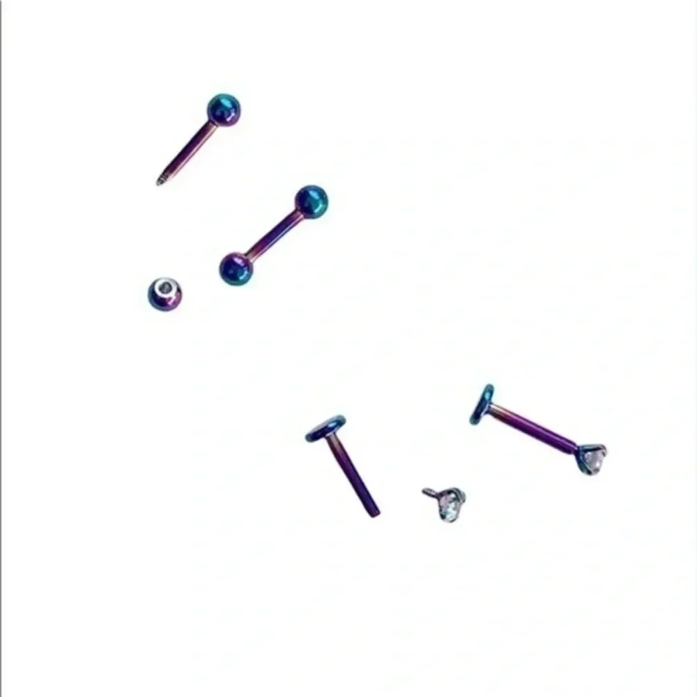 Rainbow Holographic Stainless Steel Nose Earring Studs NWT